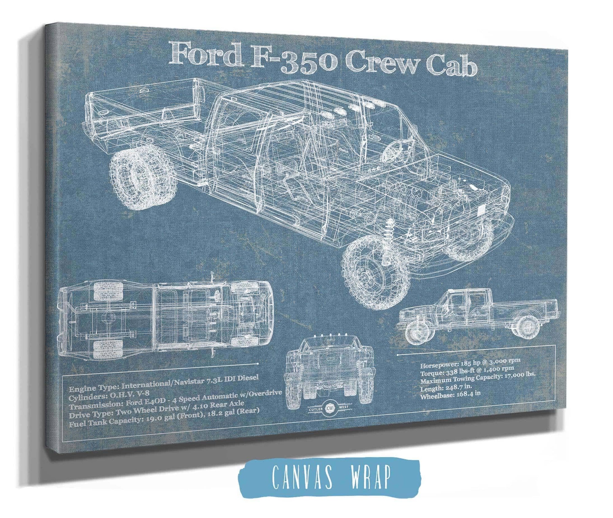 Cutler West Ford Collection Ford F-350 Crew Cab Vintage Blueprint Auto Print