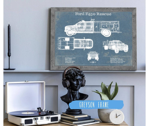 Cutler West Ford F450 Rescue Vehicle Vintage Blueprint Auto Print