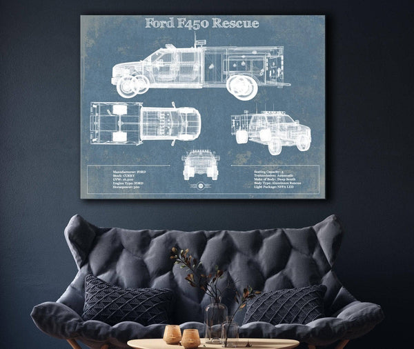 Cutler West Ford F450 Rescue Vehicle Vintage Blueprint Auto Print