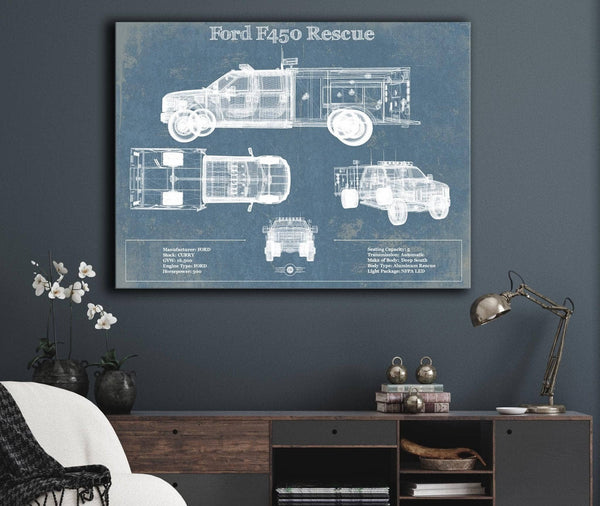 Cutler West Ford F450 Rescue Vehicle Vintage Blueprint Auto Print