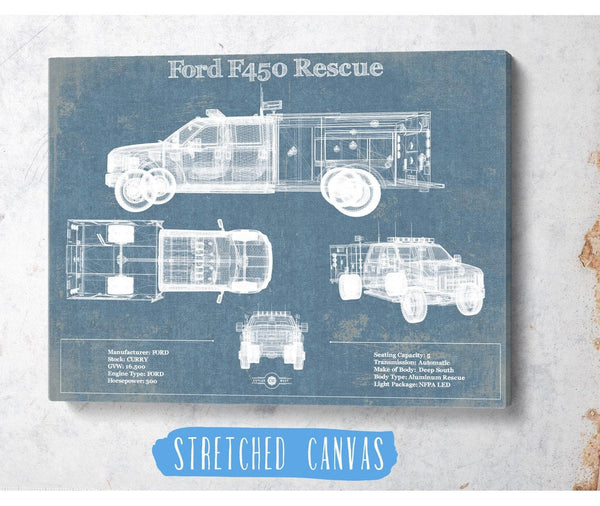 Cutler West Ford F450 Rescue Vehicle Vintage Blueprint Auto Print