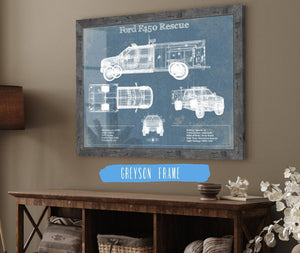 Cutler West Ford F450 Rescue Vehicle Vintage Blueprint Auto Print
