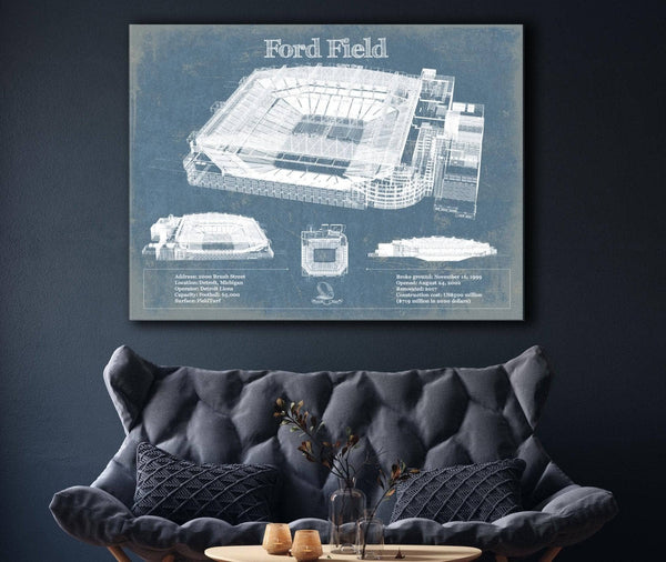Cutler West Ford Field - Detroit Lions NFL Vintage Football Print