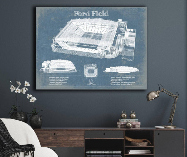 Cutler West Ford Field - Detroit Lions NFL Vintage Football Print