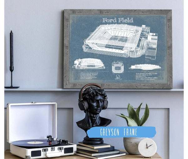 14" x 11" / Greyson Frame Cutler West Ford Field - Detroit Lions NFL Vintage Football Print