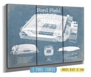 36" x 24" / 3 Panel Canvas Wrap Cutler West Ford Field - Detroit Lions NFL Vintage Football Print