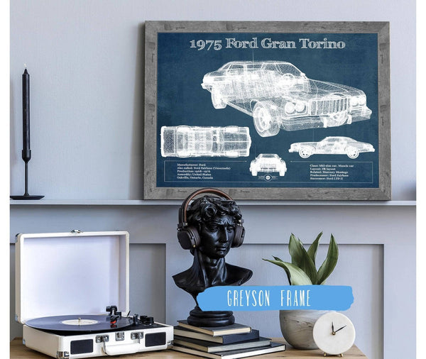 Cutler West Ford Gran Torino 1975 - Blueprint Vintage Auto Print