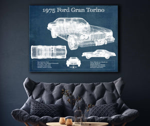 Cutler West Ford Gran Torino 1975 - Blueprint Vintage Auto Print