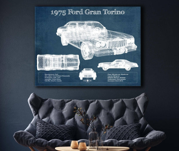 Cutler West Ford Gran Torino 1975 - Blueprint Vintage Auto Print