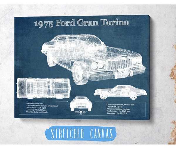 Cutler West Ford Gran Torino 1975 - Blueprint Vintage Auto Print