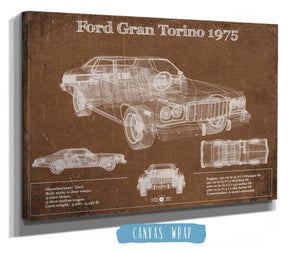Cutler West Ford Gran Torino 1975 Blueprint Vintage Auto Print