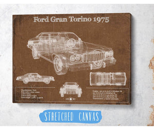 Cutler West Ford Gran Torino 1975 Blueprint Vintage Auto Print