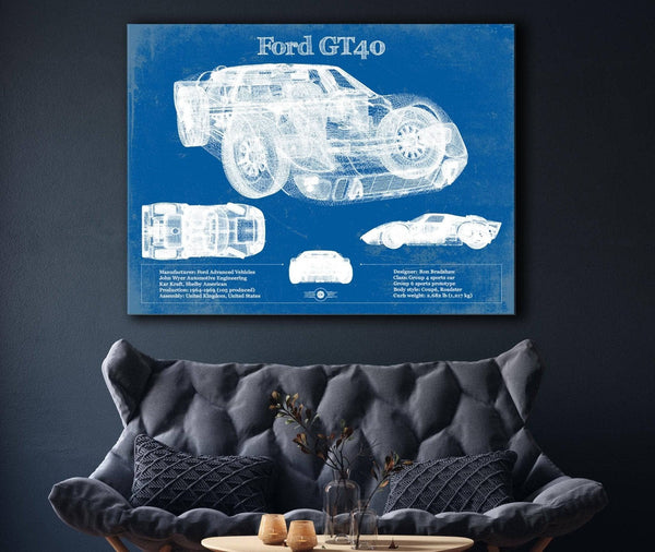 Cutler West Ford GT40 Blueprint Vintage Auto Print