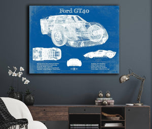 Cutler West Ford GT40 Blueprint Vintage Auto Print