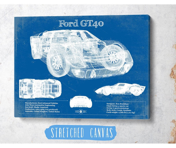 Cutler West Ford GT40 Blueprint Vintage Auto Print