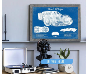 Cutler West Ford GT40 Blueprint Vintage Auto Print
