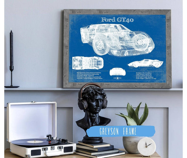 Cutler West Ford GT40 Blueprint Vintage Auto Print
