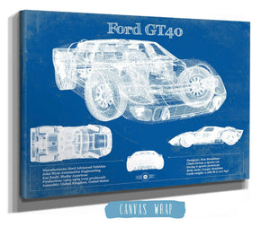 Cutler West Ford GT40 Blueprint Vintage Auto Print
