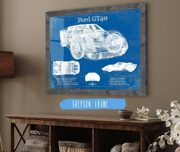 Cutler West Ford GT40 Blueprint Vintage Auto Print