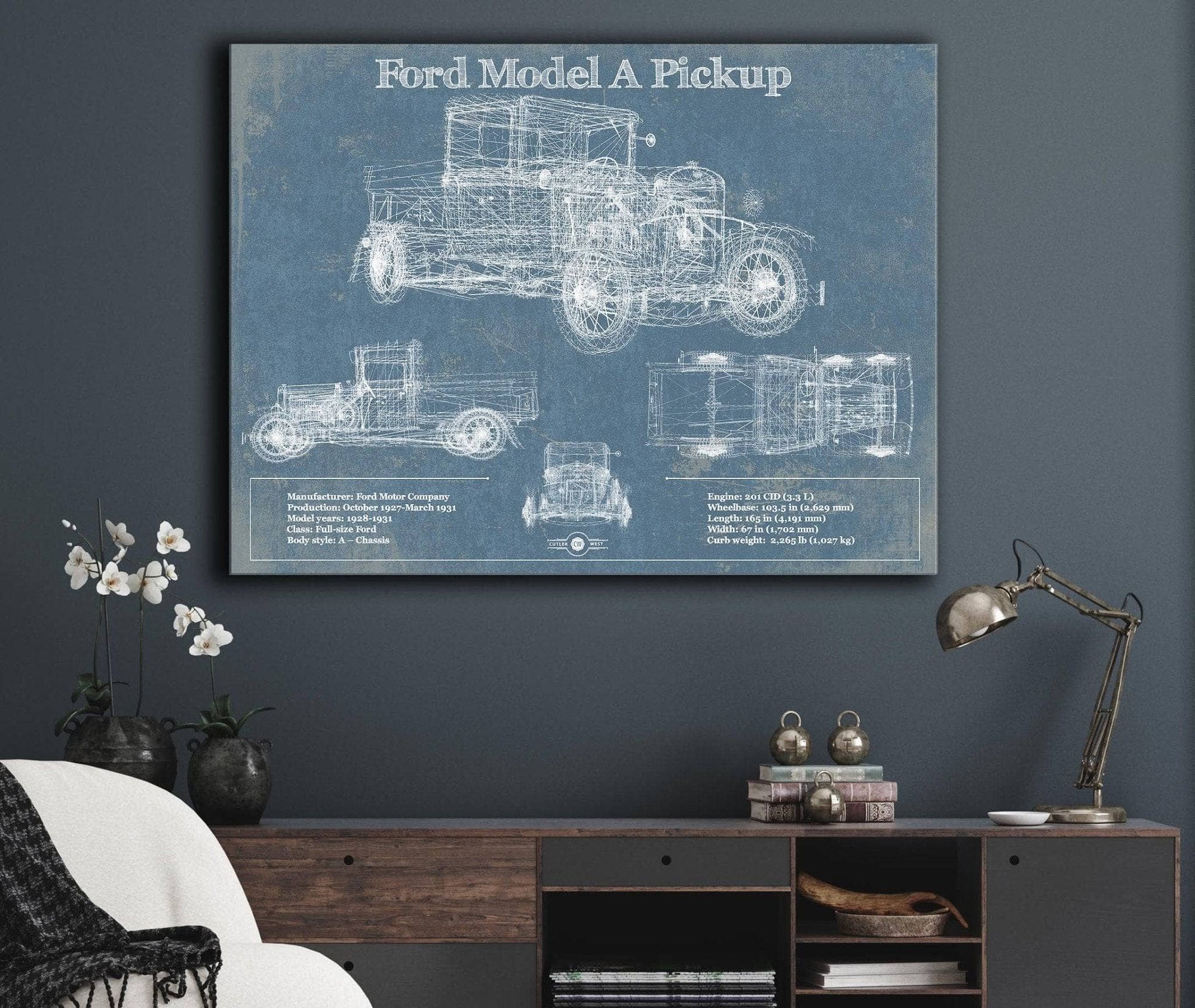 Cutler West Ford Collection Ford Model A Pickup Vintage Blueprint Auto Print