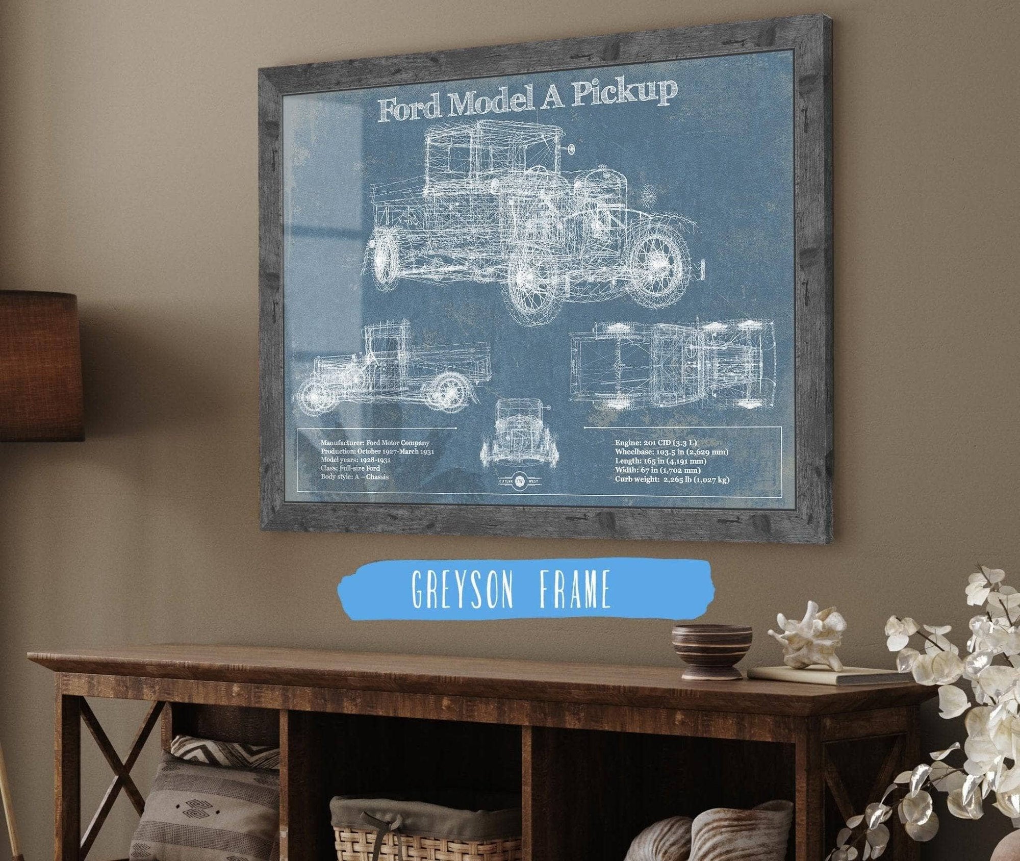 Cutler West Ford Collection Ford Model A Pickup Vintage Blueprint Auto Print