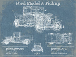 14" x 11" / Unframed Cutler West Ford Model A Pickup Vintage Blueprint Auto Print