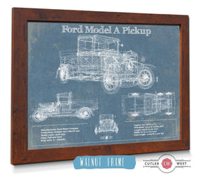 20" x 16" / Walnut Frame Cutler West Ford Model A Pickup Vintage Blueprint Auto Print