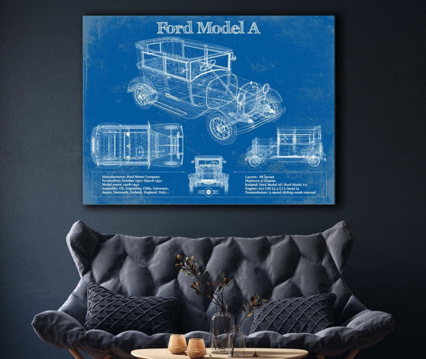 Cutler West Ford Model A Vintage Blueprint Auto Print