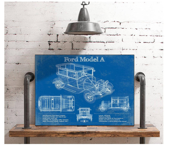 Cutler West Ford Model A Vintage Blueprint Auto Print