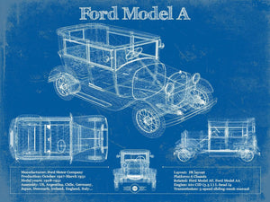 14" x 11" / Unframed Cutler West Ford Model A Vintage Blueprint Auto Print