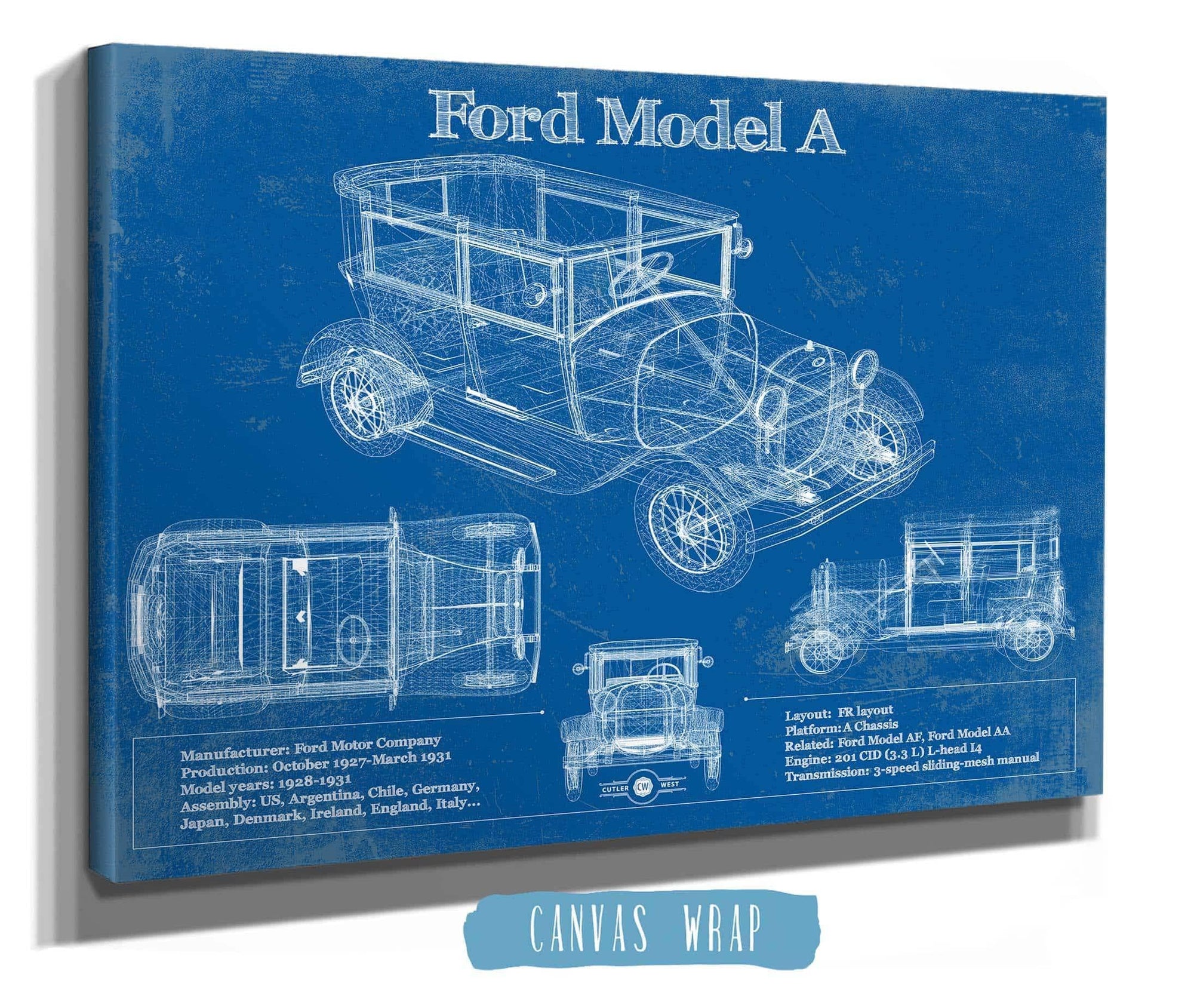 Cutler West Ford Collection Ford Model A Vintage Blueprint Auto Print