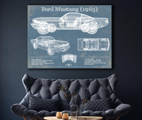 Cutler West Ford Mustang 1963 Original Blueprint Art