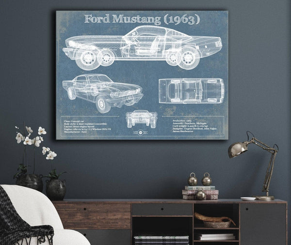 Cutler West Ford Mustang 1963 Original Blueprint Art