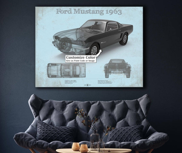 Cutler West Ford Mustang 1963 Original Blueprint Art
