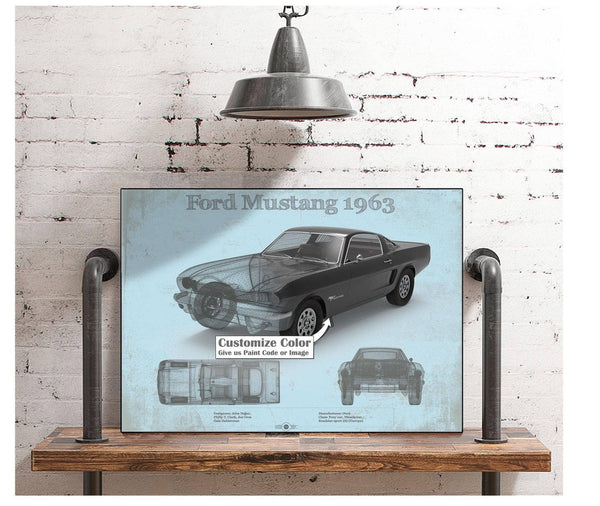 Cutler West Ford Mustang 1963 Original Blueprint Art