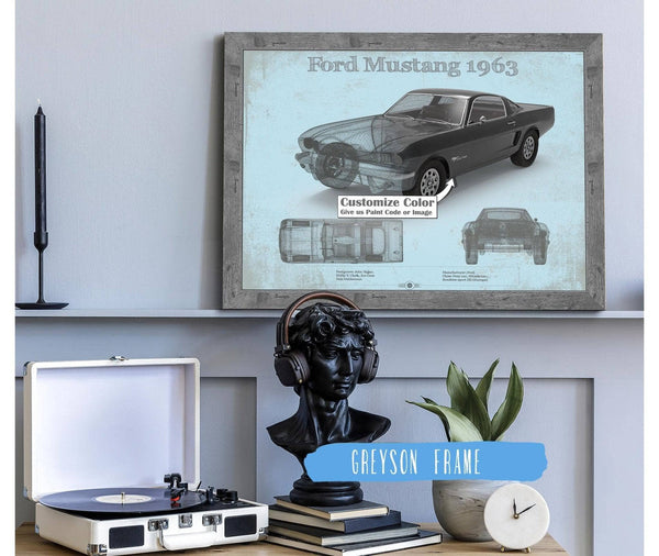 Cutler West Ford Mustang 1963 Original Blueprint Art