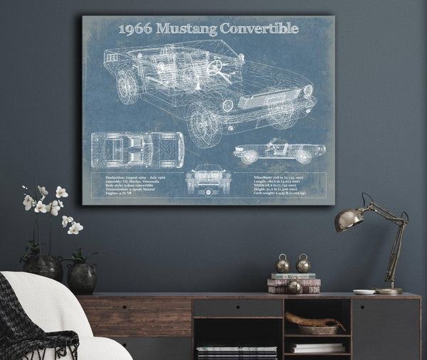 Cutler West Ford Mustang 1966 Convertible Original Blueprint Art