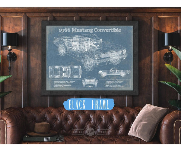 Cutler West Ford Mustang 1966 Convertible Original Blueprint Art