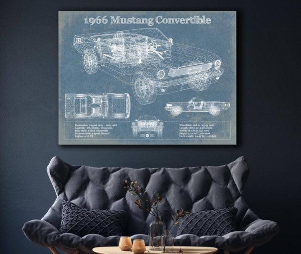 Cutler West Ford Mustang 1966 Convertible Original Blueprint Art