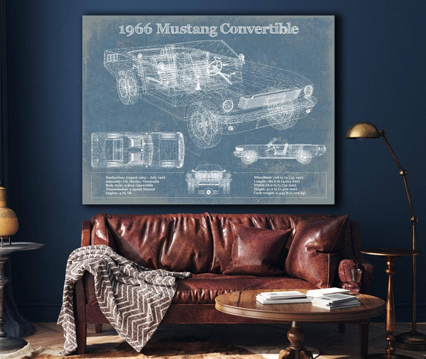 Cutler West Ford Mustang 1966 Convertible Original Blueprint Art
