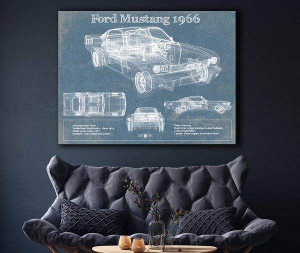 Cutler West Ford Mustang 1966 Original Blueprint Art