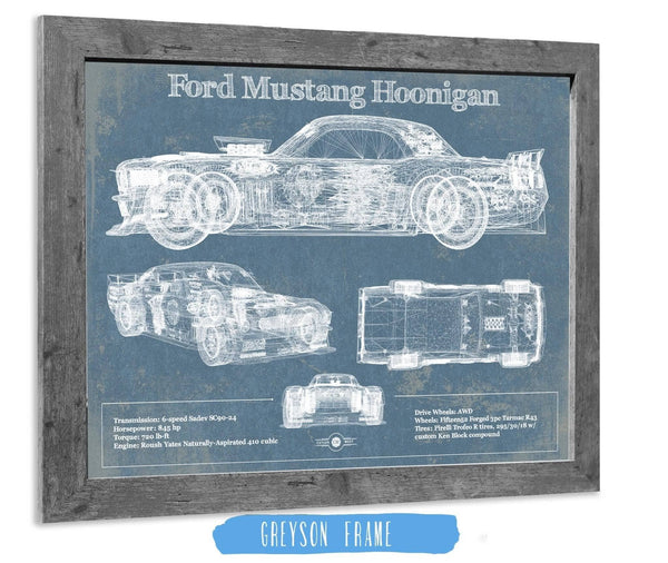 14" x 11" / Greyson Frame Cutler West Ford Mustang Hoonigan Vintage Blueprint Auto Print