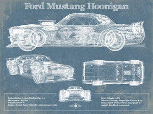 14" x 11" / Unframed Cutler West Ford Mustang Hoonigan Vintage Blueprint Auto Print