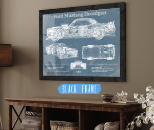20" x 16" / Black Frame Cutler West Ford Mustang Hoonigan Vintage Blueprint Auto Print