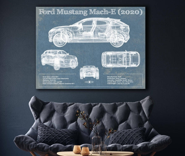Cutler West Ford Mustang Mach-E 2020 Blueprint Vintage Auto Print