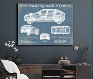 Cutler West Ford Mustang Mach-E 2020 Blueprint Vintage Auto Print