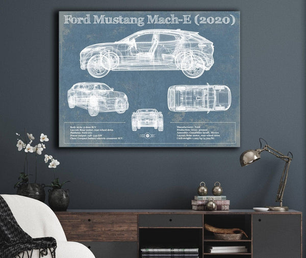 Cutler West Ford Mustang Mach-E 2020 Blueprint Vintage Auto Print