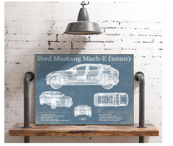 Cutler West Ford Mustang Mach-E 2020 Blueprint Vintage Auto Print
