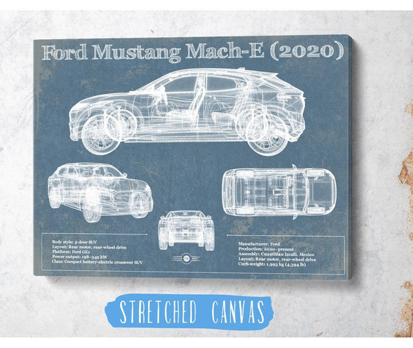 Cutler West Ford Mustang Mach-E 2020 Blueprint Vintage Auto Print