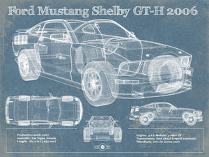 14" x 11" / Unframed Cutler West Ford Mustang Shelby GT-H 2006 Original Blueprint Art